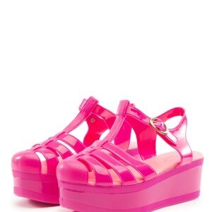 Wanted Pink Platform Jelly Sandals